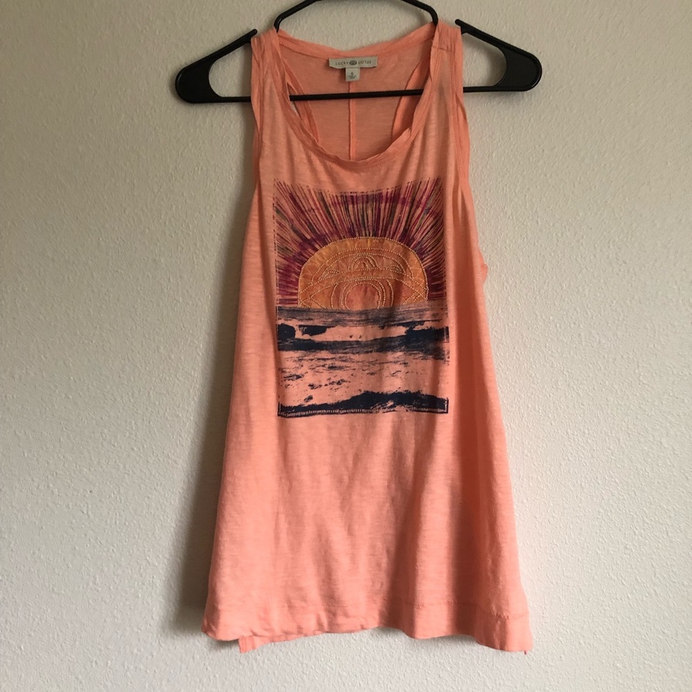 Coral tank top with beaded design